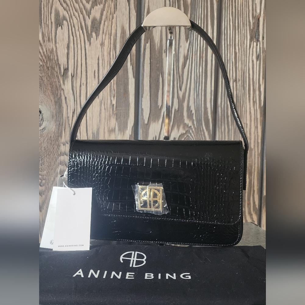 NWT Anine Bing Elly CROCK EMBOSSED Shoulder Bag